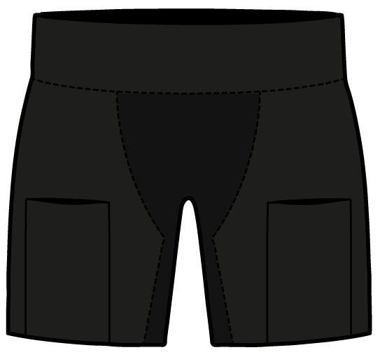 Inner compression shorts front CAD with thigh pockets