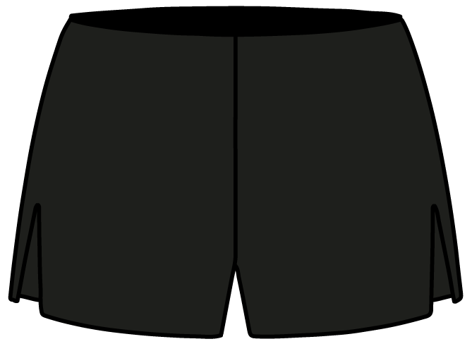 Loose outer shorts front CAD with high side splits
