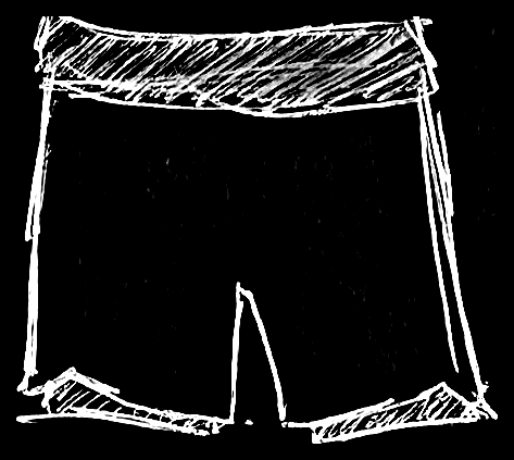 Original running shorts development sketch 1, with original handwritten marks preserved