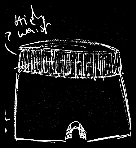 Original running shorts development sketch 12, with original handwritten marks preserved