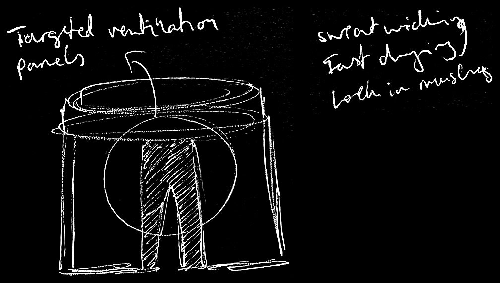 Original running shorts development sketch 13, with original handwritten marks preserved