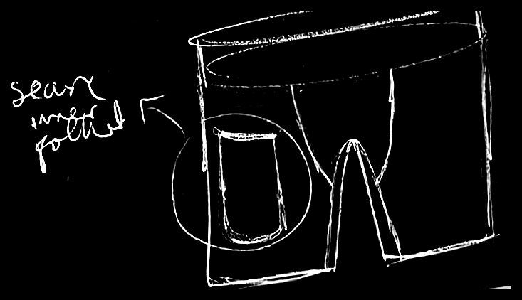 Original running shorts development sketch 14, with original handwritten marks preserved