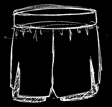 Original running shorts development sketch 5, with original handwritten marks preserved
