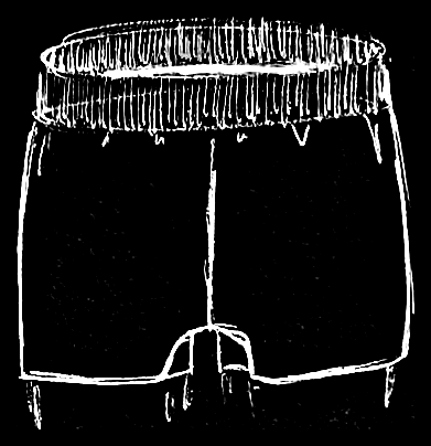 Original running shorts development sketch 9, with original handwritten marks preserved